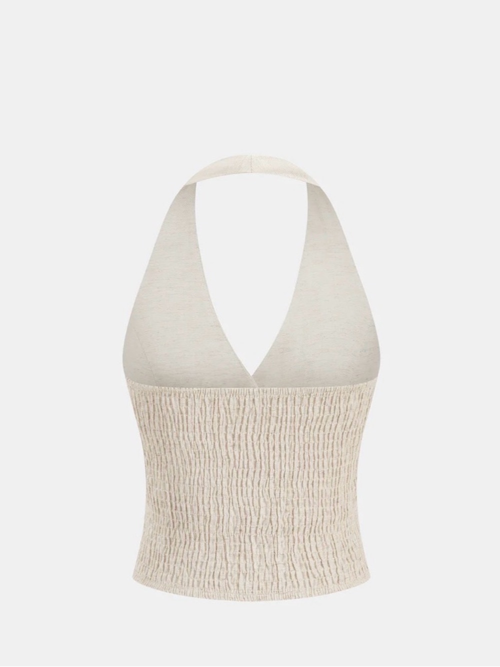 Commense Cream Halter Vest and Wide-Leg Jumpsuit Set with Leather Tab - Picture 3 of 6